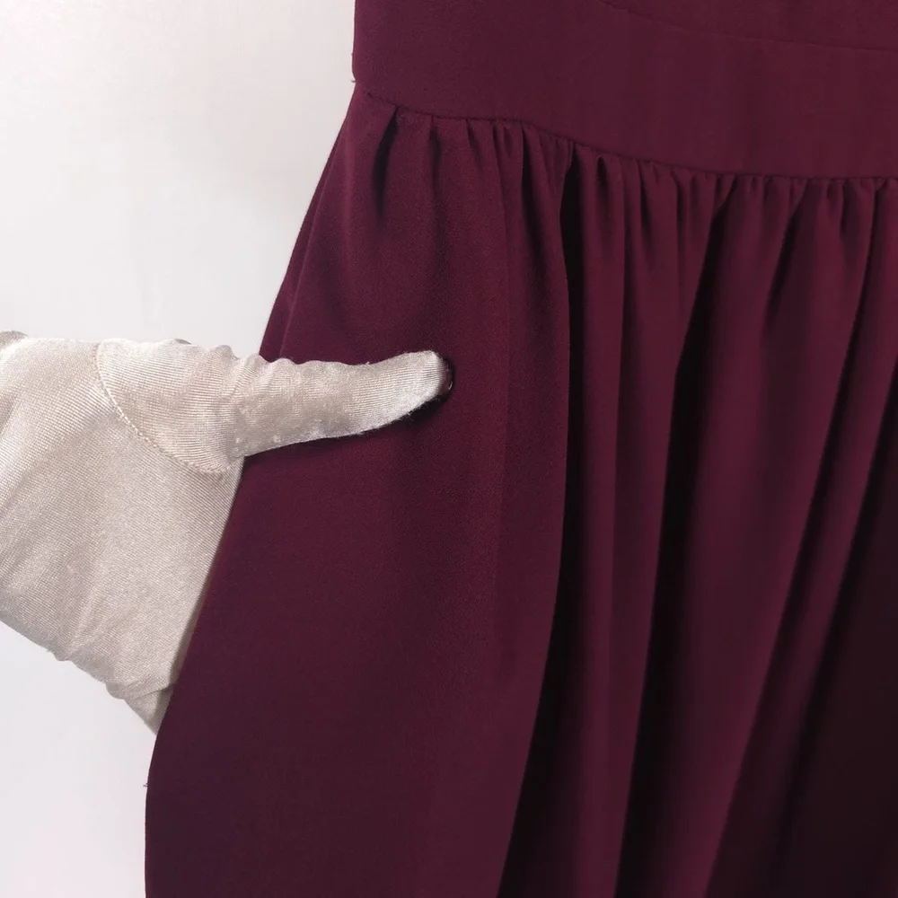 Kate Spade Dress Ma Cherie Ruffle Fit Flare Sleeveless Purple Deep Cherry Size 2
